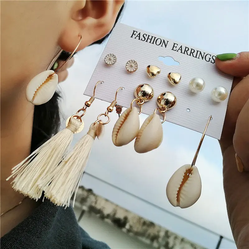 6-Design-Bohemian-Long-Tassel-Shell-Drop-Earring