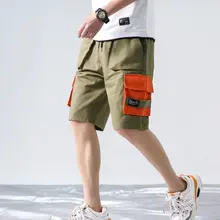 Уличная одежда, летние повседневные шорты, мужские хлопковые шорты с боковыми карманами, мужские шорты, однотонные мужские шорты Карго, бермуды, мужские шорты