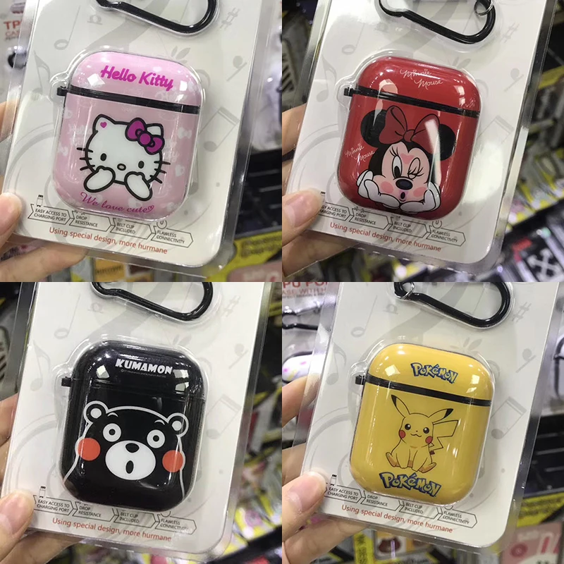 

Hot cute cat Minnie soft Earphone Charging Box Cover Bag for Apple AirPods 1 2 Cartoon bear Pink Bluetooth Box Headset case
