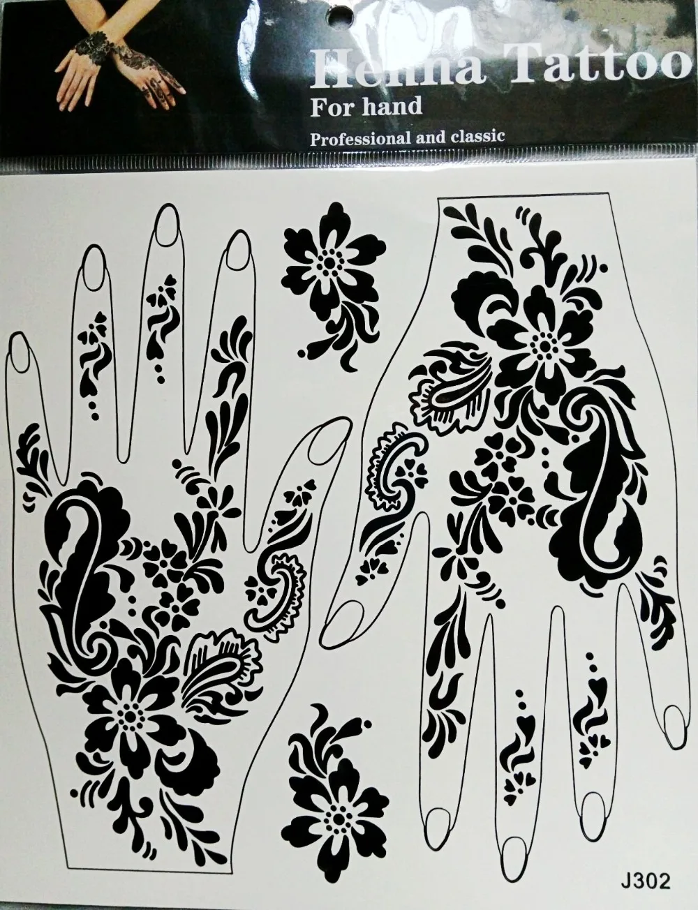 300 Pcs Temporary Henna Tattoo Untuk Tangan Kanan Tangan Kiri Hitam