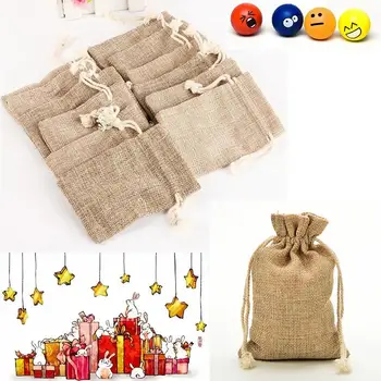 

7x10cm Drawstrings Gift Bags Packaging Bag For Christmas Party Burlap Jute Sacks Vintage Weddings Favor Jewelry Packaging Bags