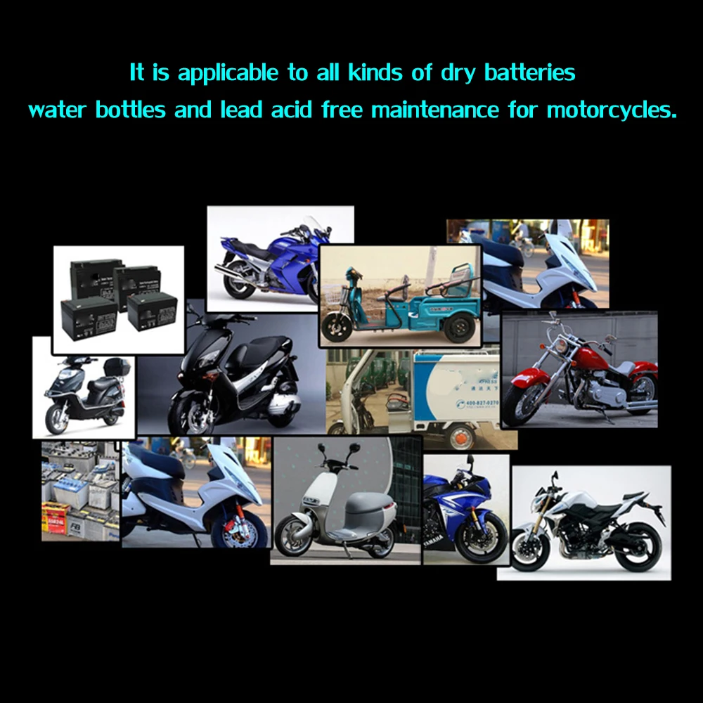12 В 2A ЖК-дисплей умный мотоцикл автомобильное зарядное устройство полностью автоматический 3 этапа свинцово-кислотный AGM гель умный 12 вольт 10AH 20AH