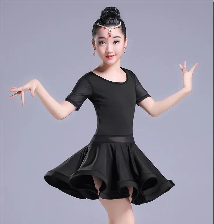 Us 24 5 48 Off Modern Girl Latin Dance Dress For Ballroom Dancing Dress Child Competition Dancewear Kids Black Short Sleeve Dance Costumes In Latin