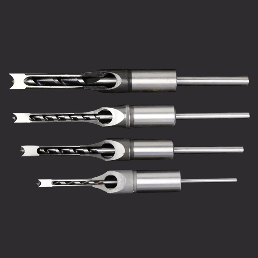 

4pc HSS Metric Mortising Chisel Woodwork Square Hole Drill Bit Cutter Tool