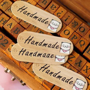 

50pcs Gift Paper Tags Wood Grain Cute Cat Handmade Paper Hang Tags Cartoon Paper Cards Label Craft Gift Box Party Decoration