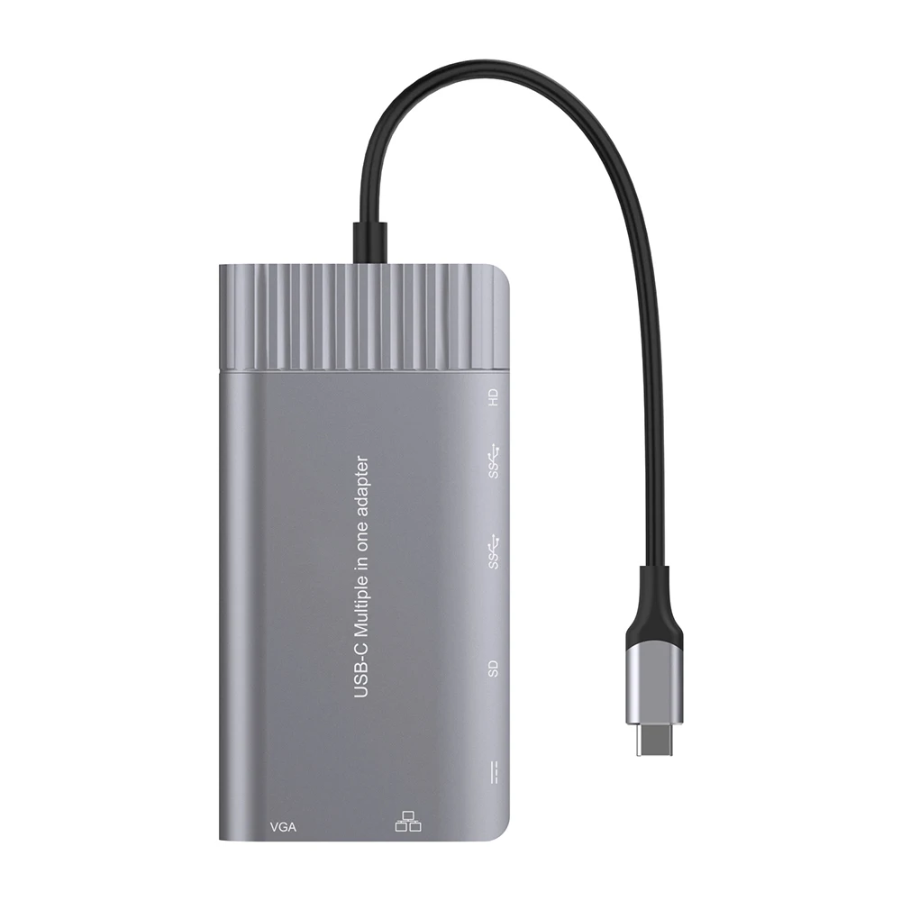  USBC to 1000M Rj45 Gigabit Ethernet Hub HDMI 4K VGA SD 3.5mm Audio PD Charging Type C Dock for Macb
