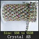 Crystal AB Rhinestone Chain Silver Base xz020