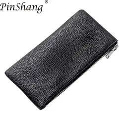 PinShang для мужчин кожаный бумажник прямоугольные кошельки мягкая одежда мужчин сопротивление ретро сумки кошельки и мужские кошельки ZK40