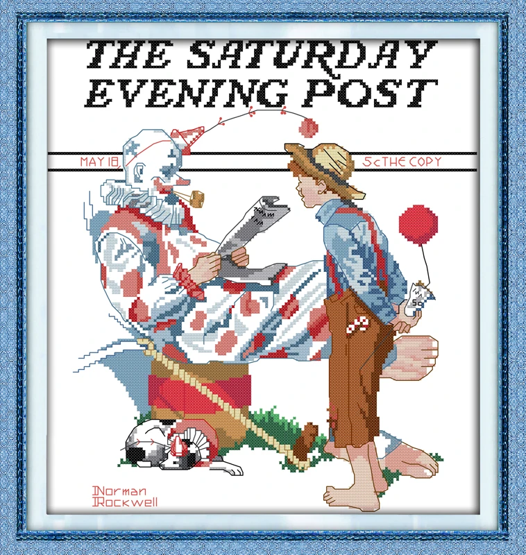 

Boy and clown Counted 11CT Print 14CT DMC Cross Stitch Set DIY Chinese Cotton Cross-stitch Kit Embroidery Needlework