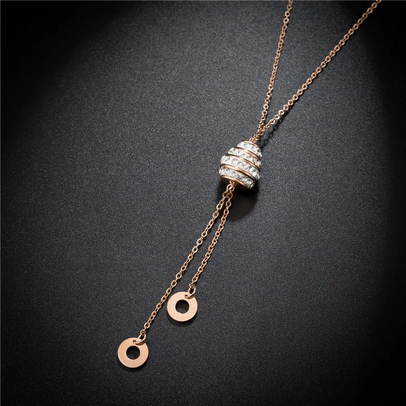 

Titanium Steel New Full Rhinestone Honeycomb Pendant Necklace Rose Gold Anniversary Necklaces For Women Christmas Gift N18166