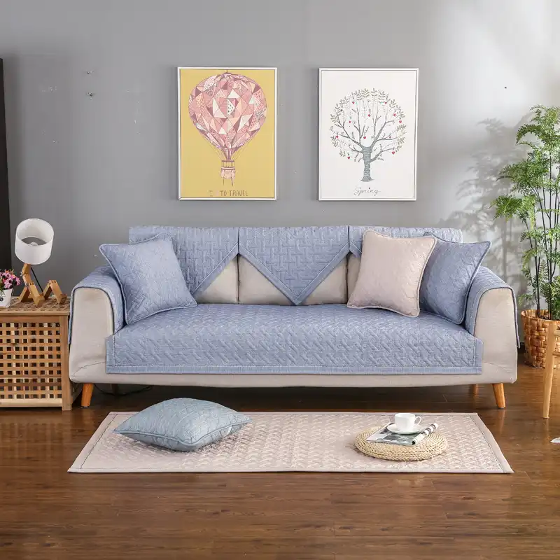 100 Polyester Plain Soft Sofa Mats Minimalist Slip resistant Couch