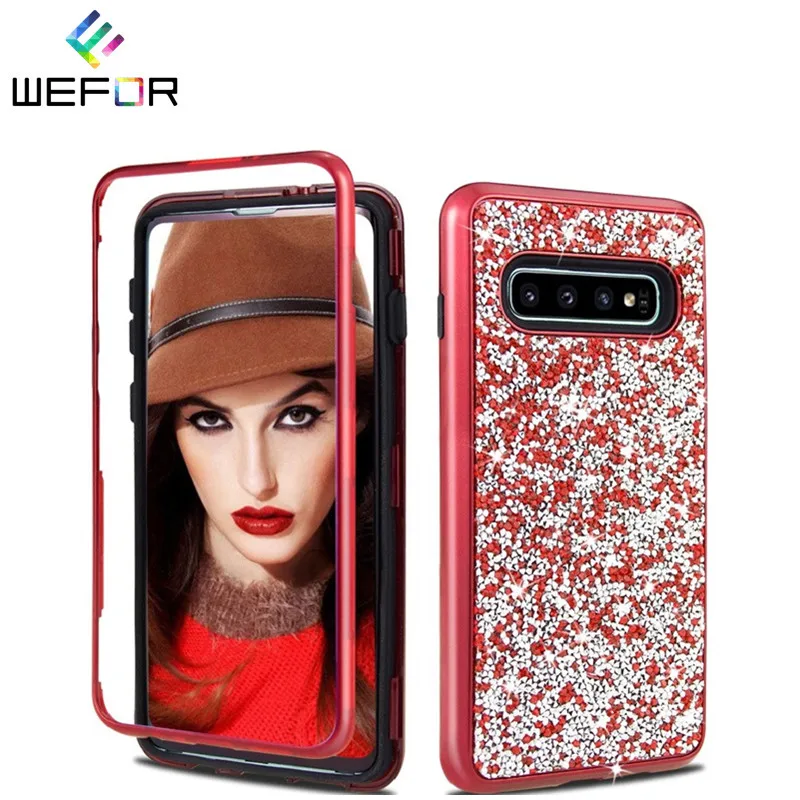 

Shockproof Glitter Bling Sparkle Cover for Samsung Galaxy S10 S10Plus Heavy Duty Full Body Protective Shell for Galaxy S10e case
