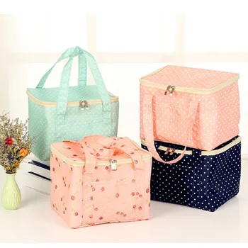 

Home Fashion Luch Bag Insulated Cold Canvas Stripe Picnic Carry Case Thermal Portable Lunch Bag Student Food Storage Bags#3