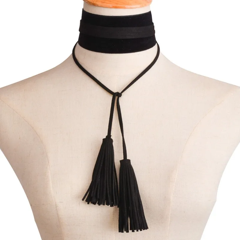Летние новые модные ювелирные изделия аксессуары широкий черный кружево кисточки ручной работы DIY ожерелье для пары влюбленных N163