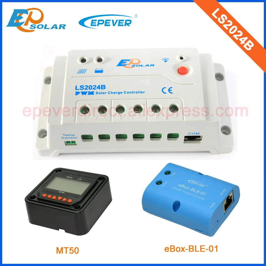 

20A LS2024B 12v 24v in low Price PWM solar regulator with black MT50 remote meter+BLE function