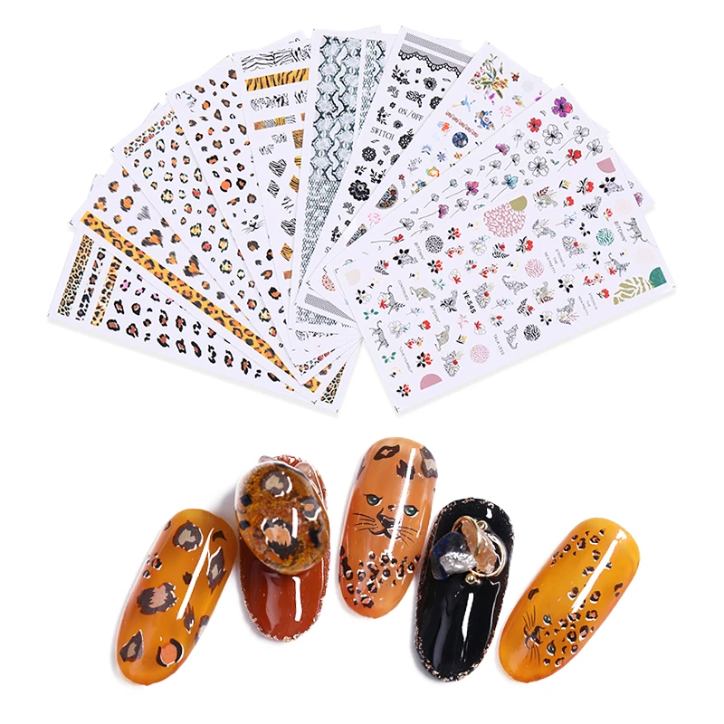 1 лист 3D наклейки для ногтей с леопардовым узором для дизайна ногтей декоративные стикеры 6,1 см * 12,3 см Переводные клейкие наклейки для