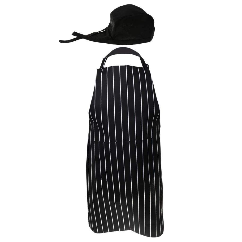 2 Pieces Unisex Cooking Cap Chef Cap with Kitchen Apron with Pocket &  Headwrap Bandana Hat