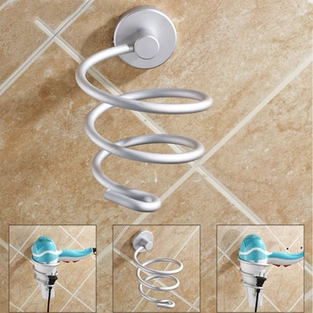 

Aluminum Hair Dryer Rack Wall Mounted Bathroom Flat Spiral Stand Holder Hanger
