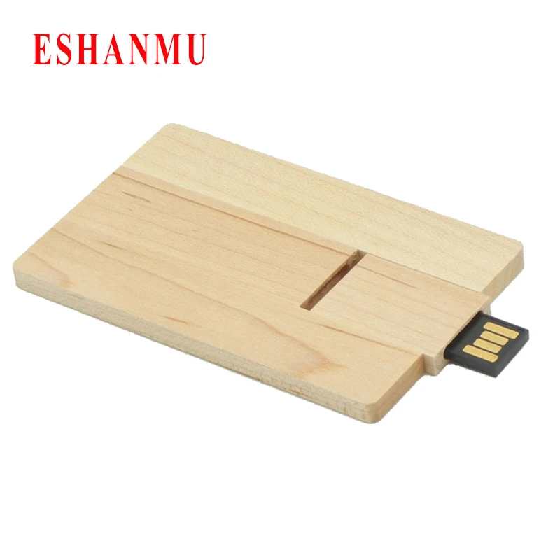 

2016 Custom Logo Credit Card Usb Flash Drive Wood Pen Drive Gift Usb Stick Real Capacity Disk (Free Logo Over 20pcs)