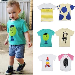 

2016 Fashion 1-6Y Baby Boy Girl T Shirt Lovely Cartoon Print Short Sleeve Casual Kids Clothes Tops Summer Style Children Tees
