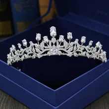 Fashion micro-inserts crystal CZ zircon Princess crown wedding bride dinner banquet Beauty tiaras hair jewelry free shipping