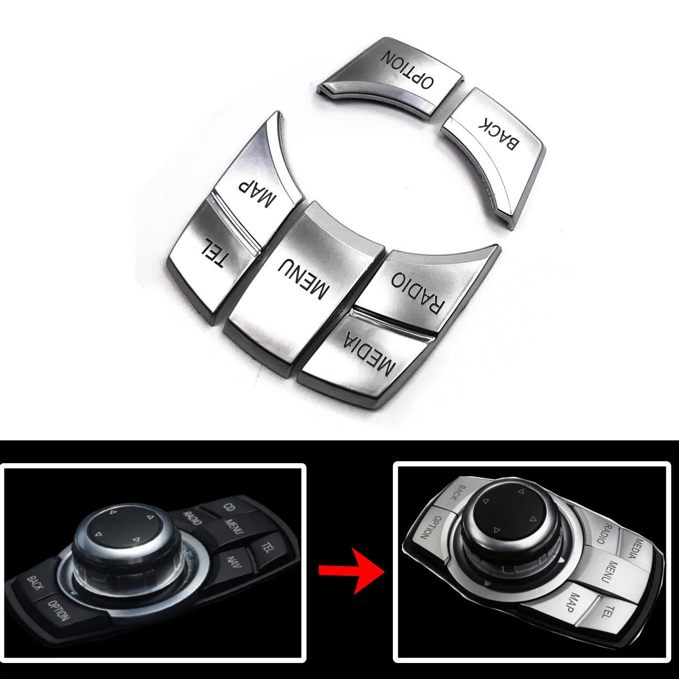 

iDrive Multi-Media 7-Button Cover Trims for BMW 2 3 4 5 6 X5 X6 E46 E30 E34 E61 320I Series