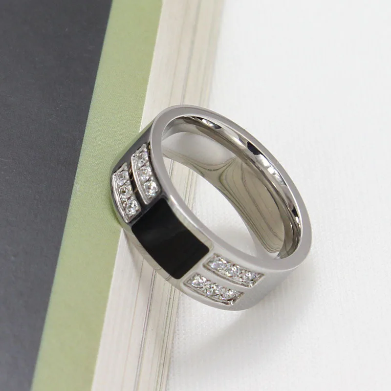 Men's Wedding Rings Silver Plated Rings for Men Jewelry with 12pcs Cubic Zircon Stones