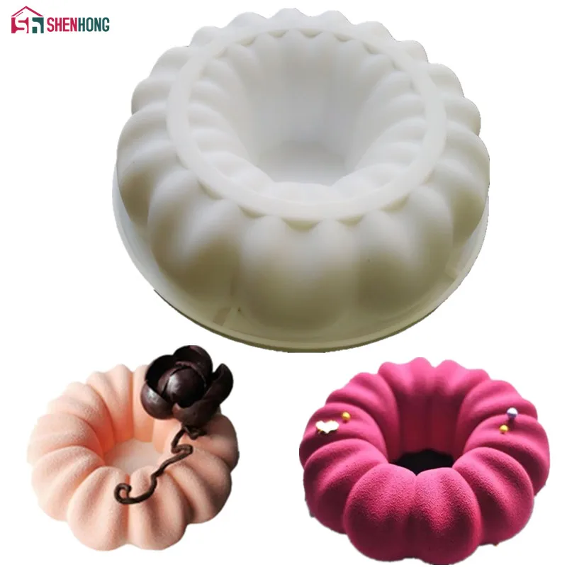 

SHENHONG Round Petal Flowe Shape Silicone Cake Mold 3D Cupcake Jelly Pudding Cookie Muffin Soap Mould Baking DIY Moule