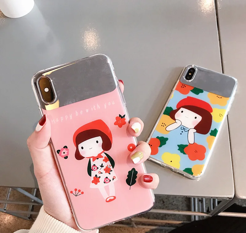 

For Cartoon Red Riding Hood Girl 8/7plus Apple X/XS/MAX Mobile Shell iphone6s/XR/8p Makeup Mirror