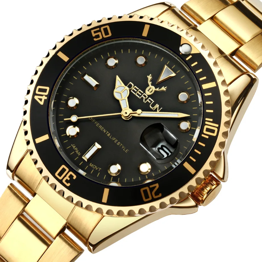 

reloj relogio Luxury brand Gold Men Women Watch GMT Rotating Bezel Stainless Steel Sports Quartz Watches zegarki meskie Clock