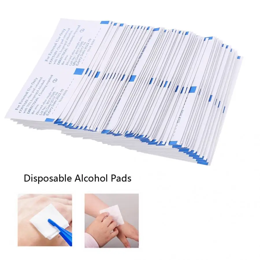 

100pcs Disposable Alcohol Pads Health Care Alcohol Wipes Sterilization First Aid Antibacterial Tool
