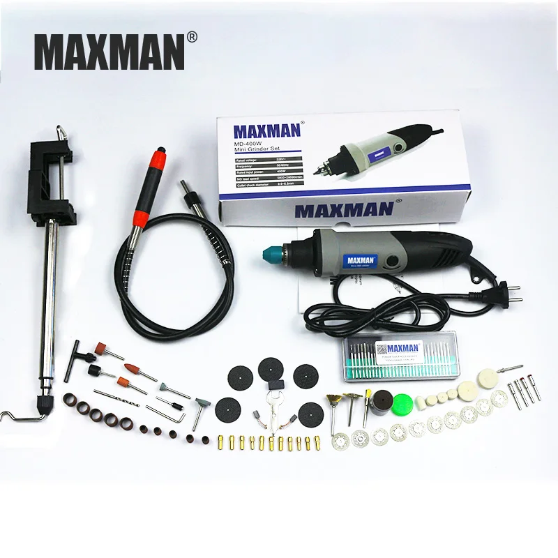 MAXMAN электрический Dremel 220 В/110 в мини-точильный станок Dremel 0,6 6,5 мм патрон электроинструменты с аксессуарами Usd для песочной бумаги - Цвет: set4