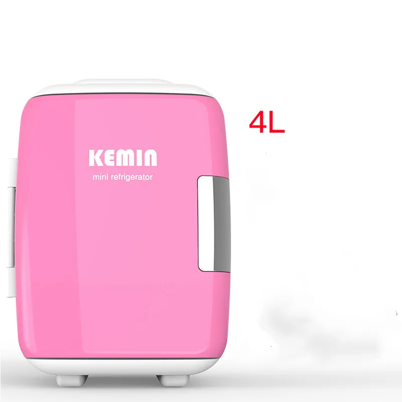 Портативный 4L мини-холодильник 12 V/220 V как автомобиль для дома мини-холодильник кулер "Ланч Бокс мини Витрина дисплея для пить молоко для грудных детей - Цвет: Розовый
