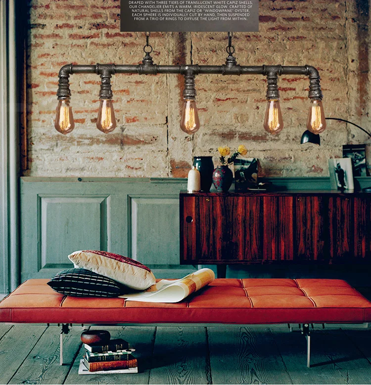 

Vintage Loft Personalized Water Pipe Pendant Light Edison Bulb Decorative Lamp bar counter fixture Lighting E27 lamp holder