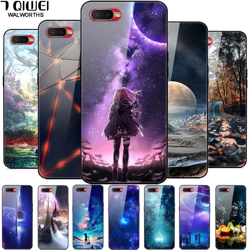 

F For OPPO RX17 Neo Case Glass Back Hard Cover For Coque OPPO RX17 Neo CPH189 Case Soft TPU Frame Tempered RX 17 Neo RX17Neo