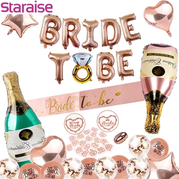 

Staraise Wedding Party Decor Rose Gold Foil Balloon Banner Bride To Team Be Sticker Bear Bottle Balloon Wedding Party Supplies