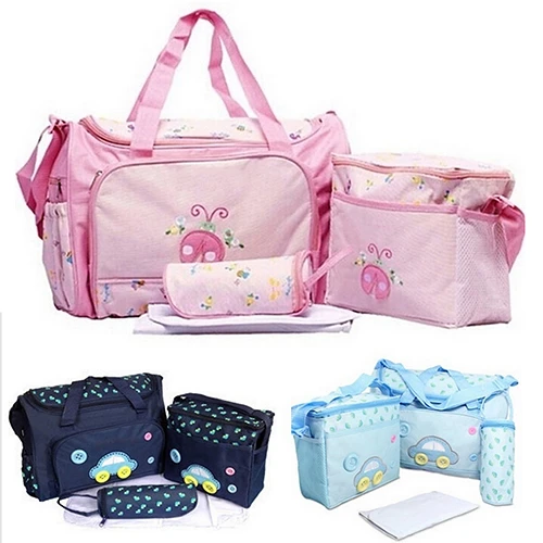 4Pcs Cartoon Big Capacity Baby Functional Changing Nappy Bottle Diaper Bags (4)