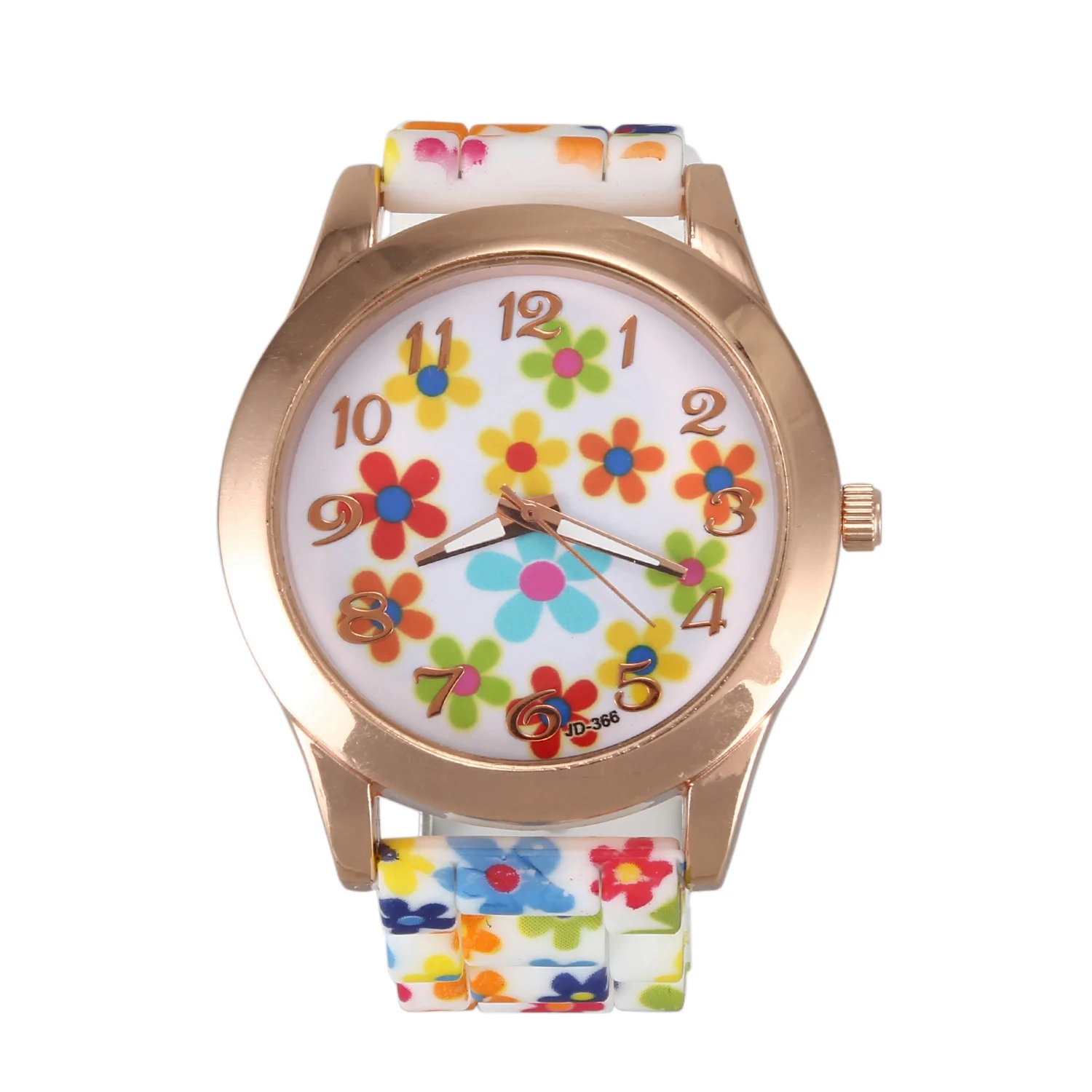 

Hot Fashion Women Minimalism Dress Watch Silicone Printed Flower Causal Quartz Wristwatches1