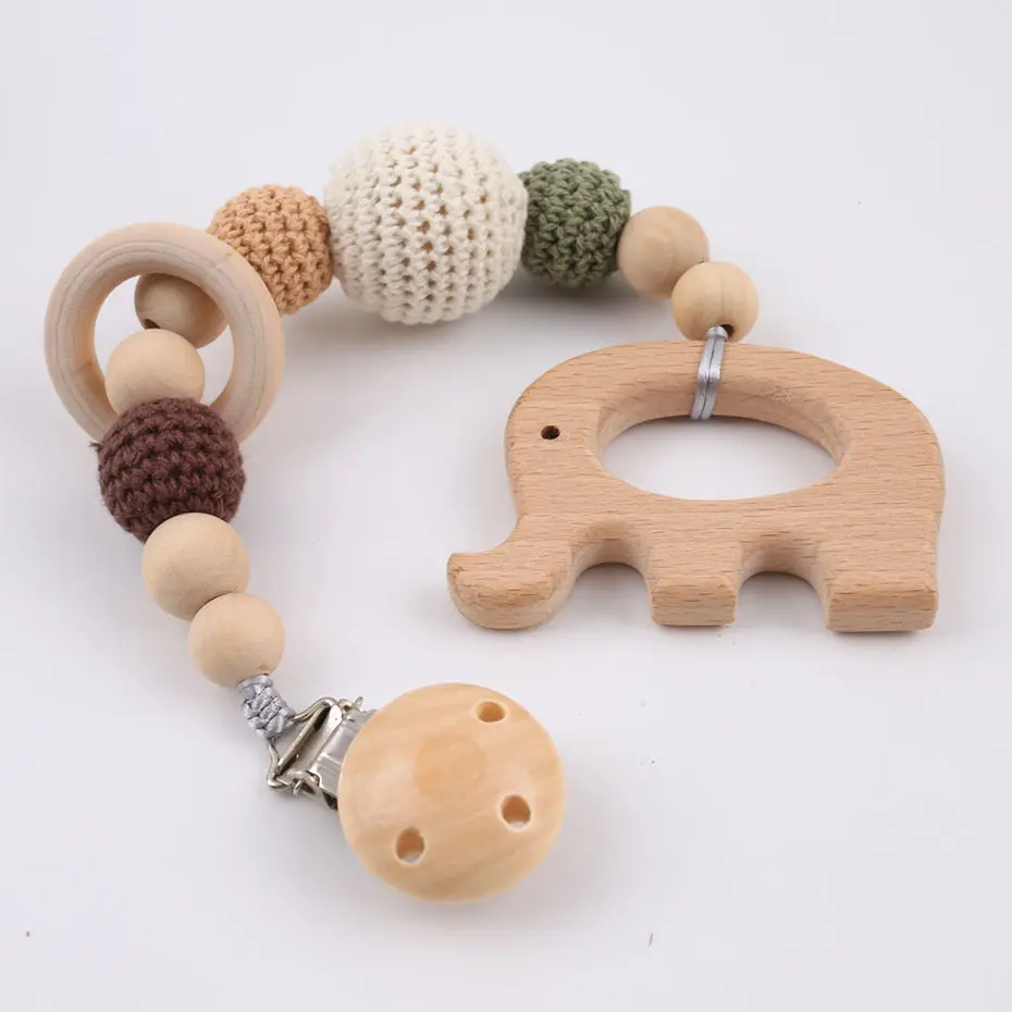 1PC Food Grade Wooden Elephant Pendant Crochet Beads Soother Clip Baby Shower Gift Infant Feeding Baby Accessories Pacifier Clip 1PC Food Grade Wooden Elephant Pendant Crochet Beads Soother Clip Baby Shower Gift Infant Feeding Baby Accessories Pacifier Clip