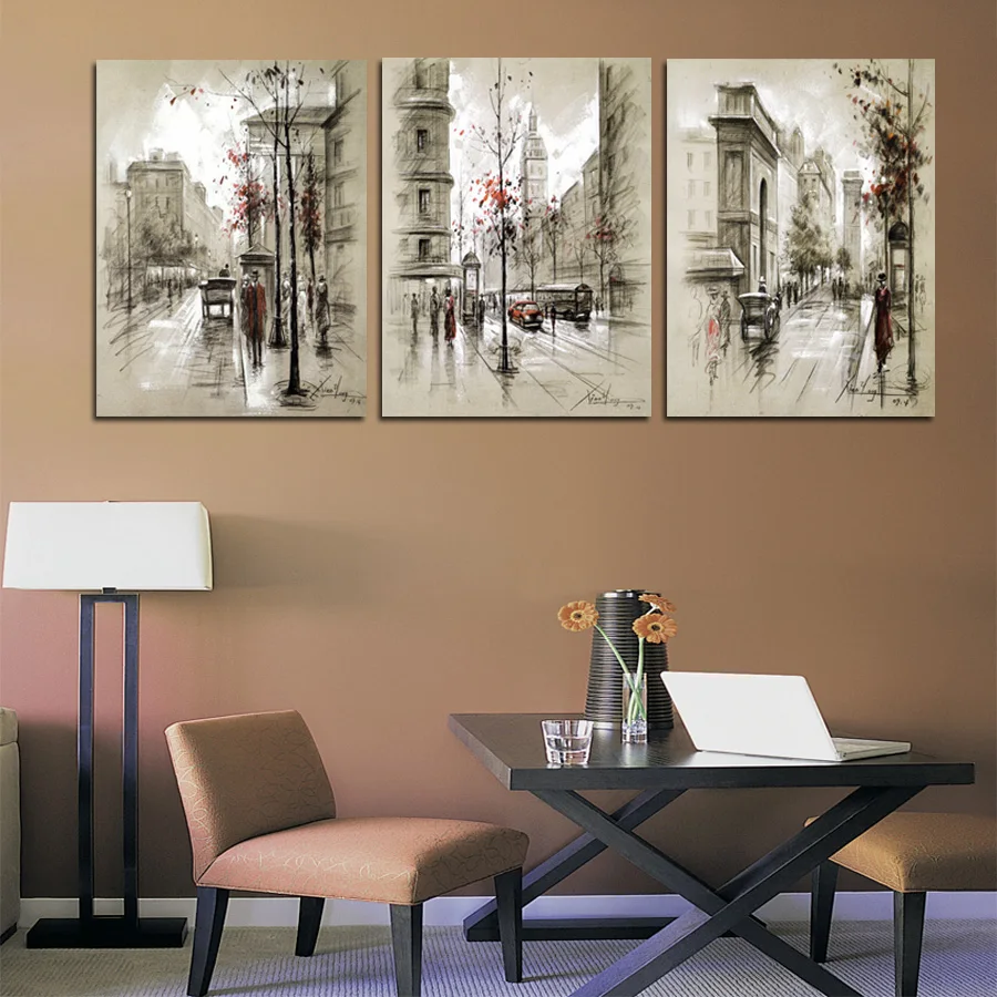 Home Decor Canvas Painting Abstract City Street Landscape Decorative