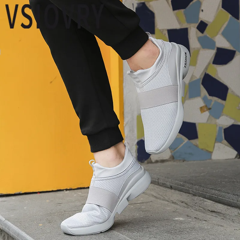 

VSIOVRY Sneakers Men Casual Shoes 2018 Fashion Flats Shoes Male Breathable Elastic Knit Outdoor Trainers Krasovki Big Size 39-46