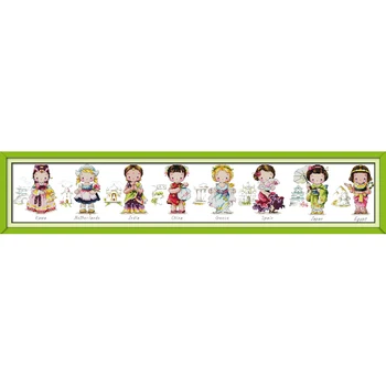 

Everlasting Love One World Chinese Cross Stitch Kits Ecological Cotton Stamped Printed 11CT DIY Gift Wedding Decoration For Home