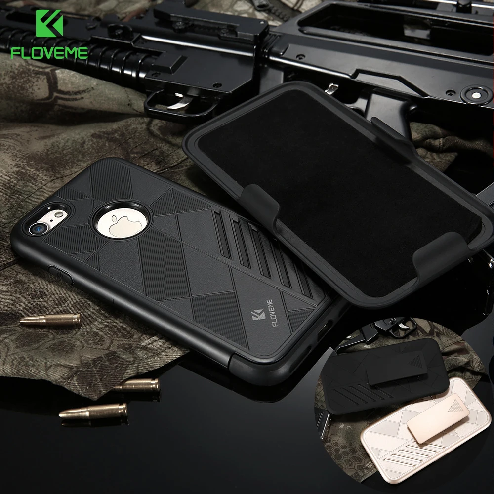 FLOVEME For iPhone 7 Case Belt Clip Holster Stand Armor Case Cover For