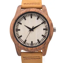2016 Recién Llegado de Zebra Wood Reloj Para Hombre Regalos Con Caja de Lujo Correas De Cuero Genuino MIYOTA 2035 Movimiento Japenese