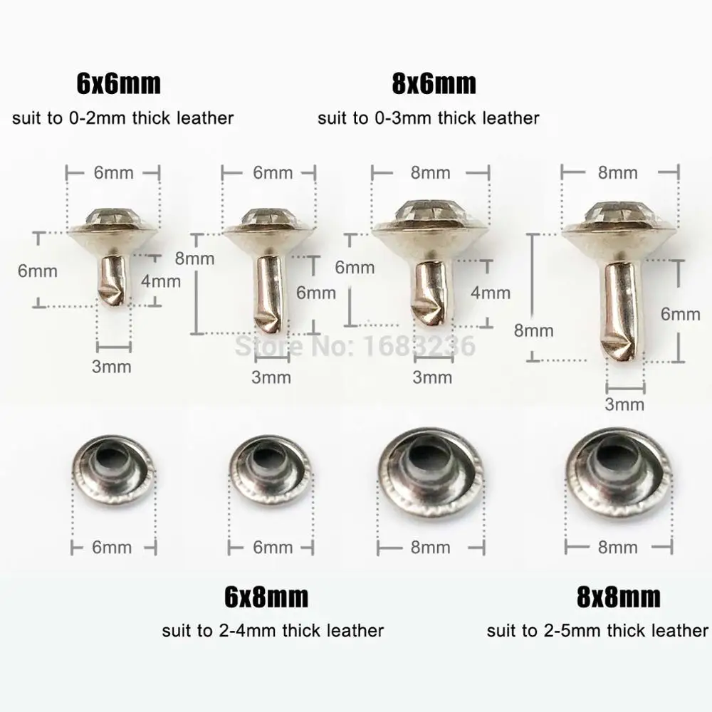 100X металлическая латунь серебристый 6/8 мм чешские хрустальные стразы Быстрая заклепка декор стразами серьги-гвоздики “пятно материал для изготовления сумок, обуви кожи ремесла