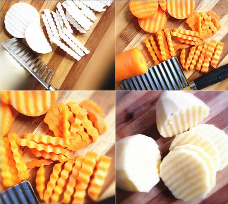 Волнистые картофельные ломтики, нарезанный картофельный Шелковый волнообразный резак, нож для резки овощей, кухонный нож, кухонные аксессуары, нож для резки картофеля, цветов, фри