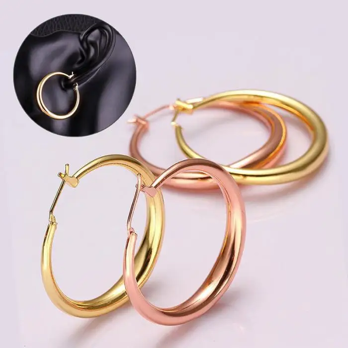 Модные серьги в стиле панк для женщин с покрытием из розового золота, большие круглые серьги-кольца, модные гипербола, ювелирные изделия, подарок