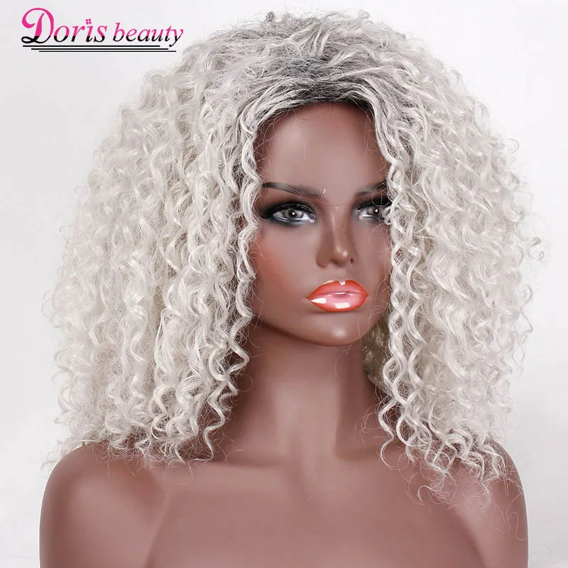 Pelucas negras y rojas con pelo Afro rizado sintético para mujer Pelucas negras y rojas con pelo Afro rizado sintético para mujer