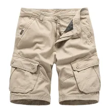 Мужские шорты летние повседневные Прямые однотонные хлопковые шорты мужские свободные шорты большого размера с несколькими карманами