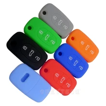 New Car Silicone Skin Key Cover Case For Audi A3 A4 A6 A8 TT 3 Button Flip Folding Remote Key Shell Silicone Cover Free Shipping